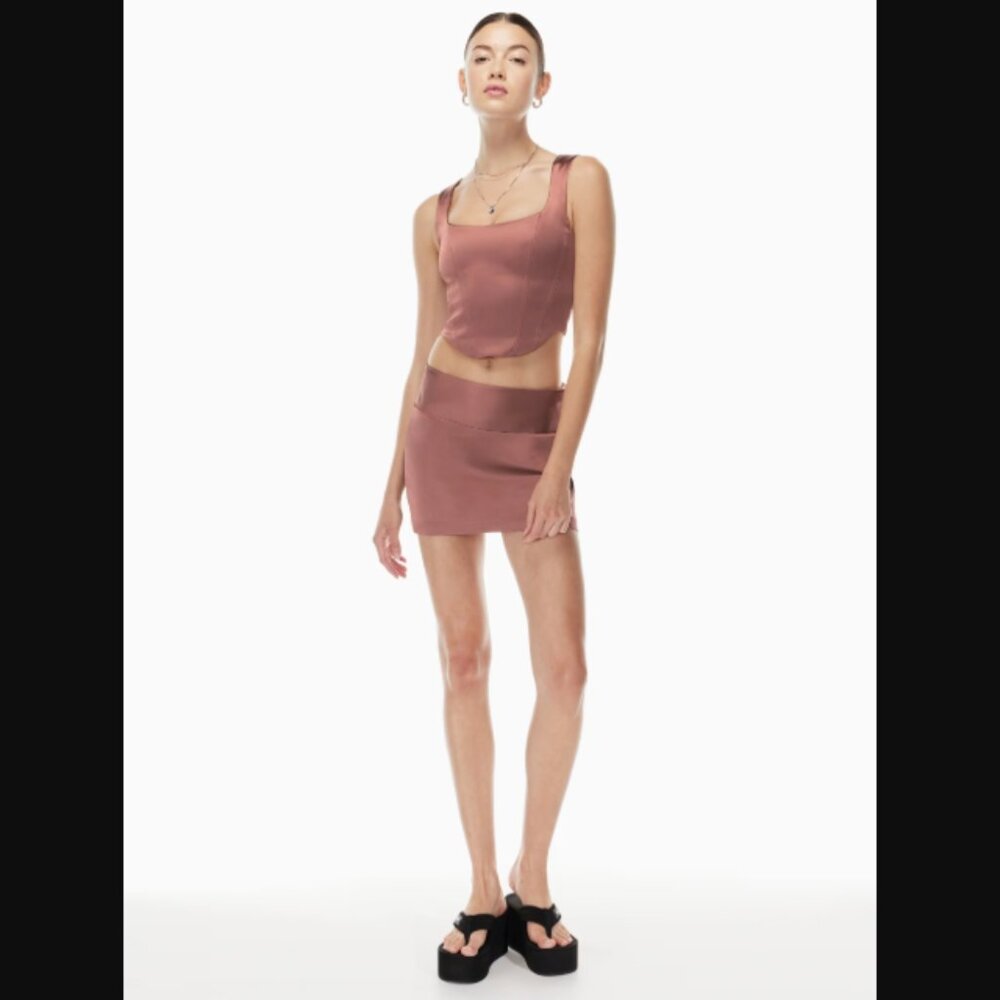 Aritzia Sunday Best Pink Satin Shiloh Bustier Corset Sleeveless Crop Tank $78.00 - Picture 12 of 14